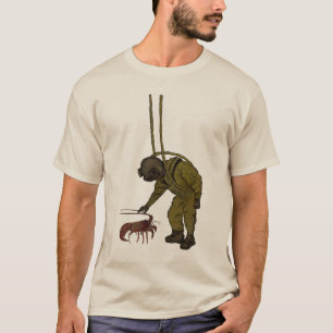  duiker met duikhelm en een laster t-shirt