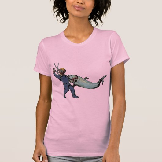  Duiker met Duikhelm Vecht tegen een Haai T-shirt (Voorkant)