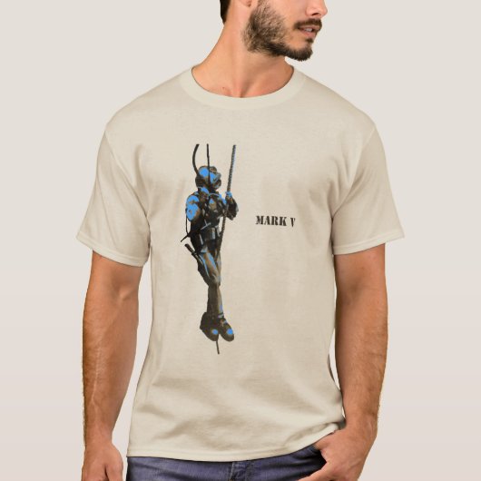 duiker met Mark V duikhelm op een helling T-shirt (Voorkant)
