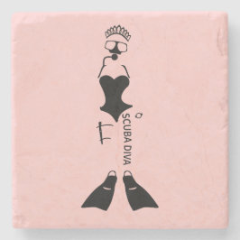 Duiker met scuba Diva Stenen Onderzetter