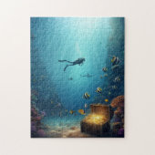 Duiker vindt schat in koraalrif legpuzzel (Verticaal)