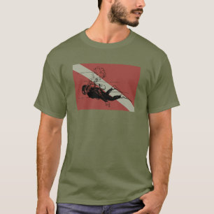 Duiker-vlag met retro duiker illustratie t-shirt