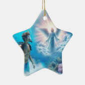 Duiker ziet engel boomornament keramisch ornament (Rechts)