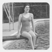 Duikerbord Vierkante Sticker (Voorkant)