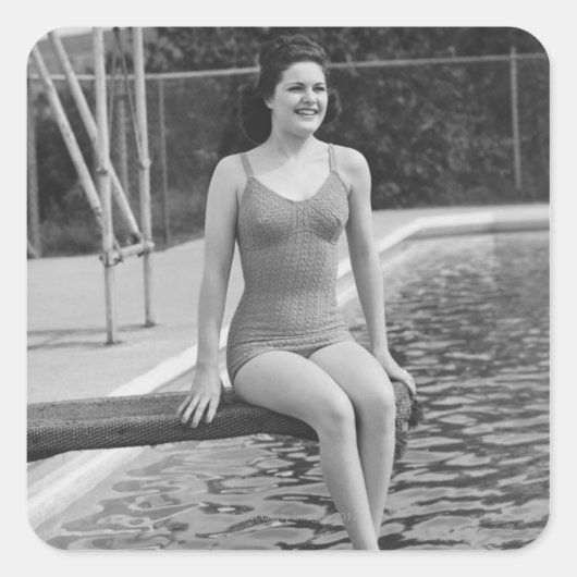 Duikerbord Vierkante Sticker (Voorkant)