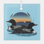 Duikerpaar Zonsondergang Blauwe Meer Natuur Glas Ornament (Voorkant)