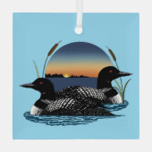 Duikerpaar Zonsondergang Blauwe Meer Natuur Glas Ornament (Achterkant)