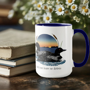 Duikerpaar Zonsondergang Blauwe Meer Natuur Mok