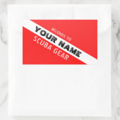DUIKERS. PERSOONLIJK SCUBA-TUIG. NAAM RODE VLAG RECHTHOEKIGE STICKER (Tas)
