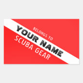 DUIKERS. PERSOONLIJK SCUBA-TUIG. NAAM RODE VLAG RECHTHOEKIGE STICKER (Voorkant)