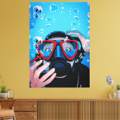 Duikers verrast – Avontuur onder water Canvas Afdruk (Insitu (Woonkamer))