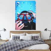 Duikers verrast – Avontuur onder water Canvas Afdruk (Insitu (Slaapkamer))
