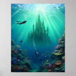 Duikers vinden een verlaten kasteel poster