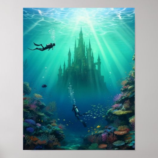 Duikers vinden een verlaten kasteel poster (Voorkant)