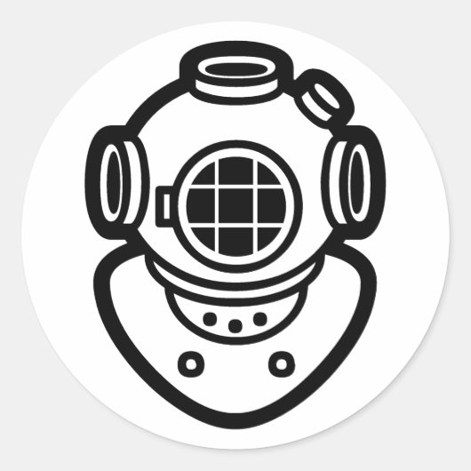 Duikhelm Ronde Sticker (Voorkant)