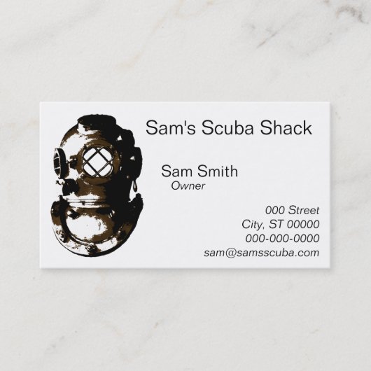 duikhelm scuba strand oceaan uniek plezier visitekaartje (Voorkant)