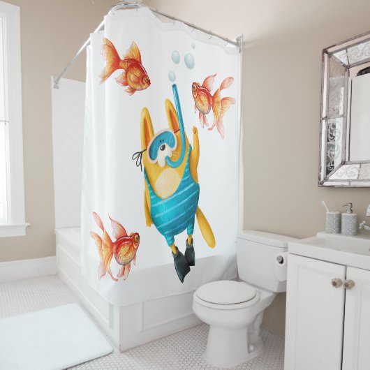 Duikkkat Douchegordijn (In situ)