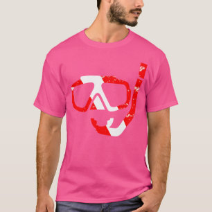Duikmasker en snorkel duiker omlaag vlag scuba dui t-shirt