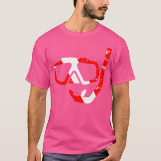Duikmasker en snorkel duiker omlaag vlag scuba dui t-shirt