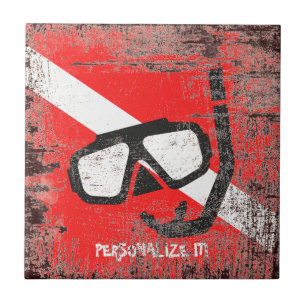 Duikmasker met vlag tegeltje