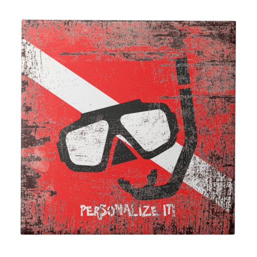 Duikmasker met vlag tegeltje (Voorkant)