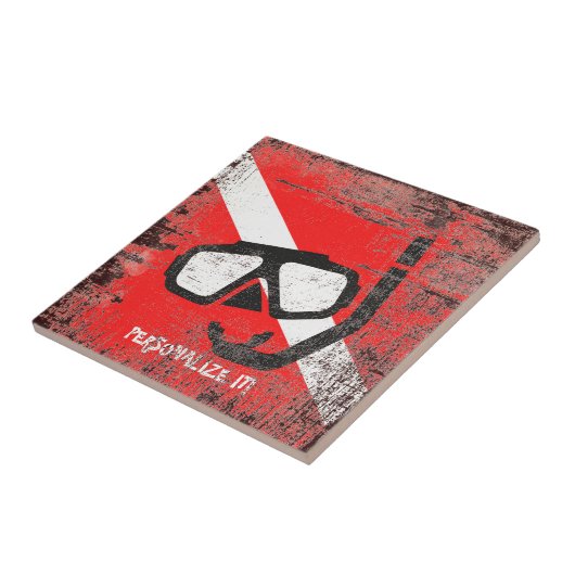 Duikmasker met vlag tegeltje (Zijkant)