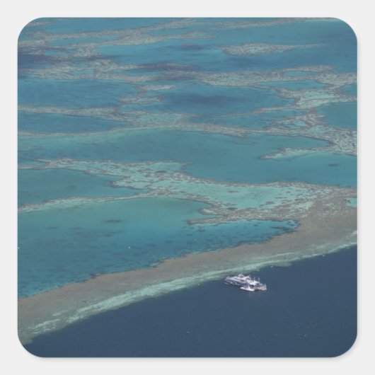 Duikplatforms bij rif, Great Barrier Vierkante Sticker (Voorkant)