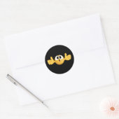 duikt op emoji zwart - wit , achtergrond ronde sticker (Envelop)
