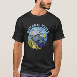 Duiktijd snorkelend duikend onderwater t-shirt