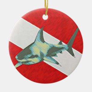 duikvlag haai keramisch ornament