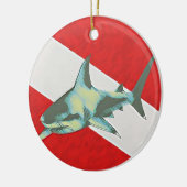 duikvlag haai keramisch ornament (Links)