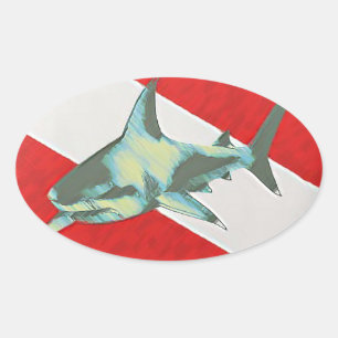 duikvlag haai ovale sticker