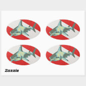 duikvlag haai ovale sticker (Vel)