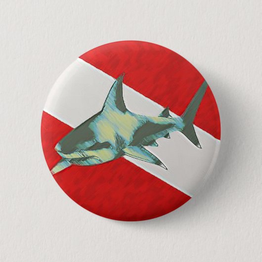 duikvlag haai ronde button 5,7 cm (Voorkant)