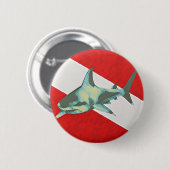 duikvlag haai ronde button 5,7 cm (Voorkant /achterkant)