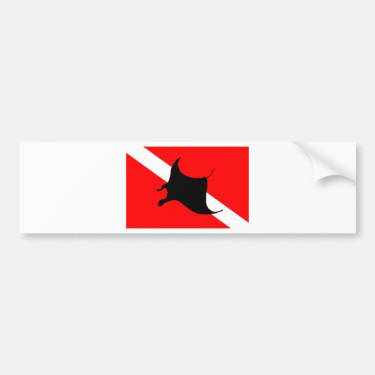 Duikvlag Manta Ray Bumpersticker (Voorkant)