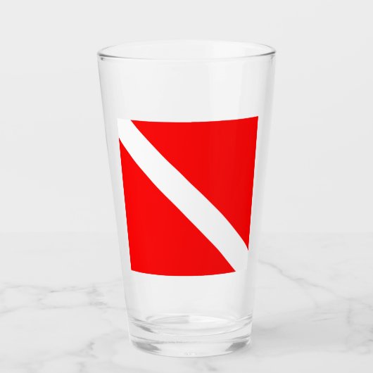 Duikvlag Scuba-duiker Duiker omlaag Glas (Voorkant)