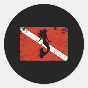 Duikvlag Zeemeermin Scuba Ronde Sticker