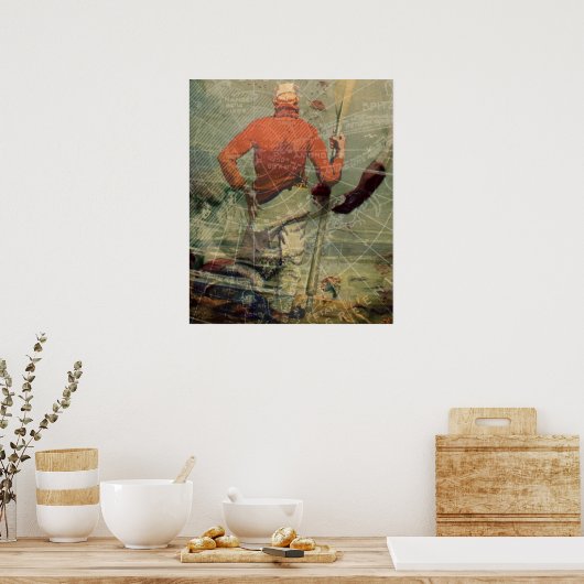  duikvrouw in slachterij Collage Poster (Keuken)