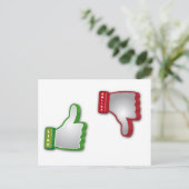 Duim omhoog duimen neer briefkaart (Staand voorkant)