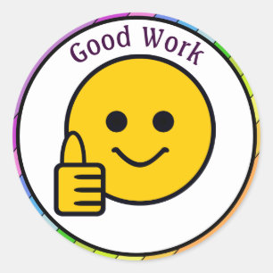 Duim Omhoog Gezicht Goed Werk Ronde Sticker