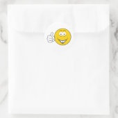 Duim Omhoog Gezicht Ronde Sticker (Tas)