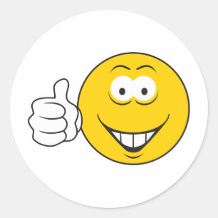 Duim Omhoog Gezicht Ronde Sticker