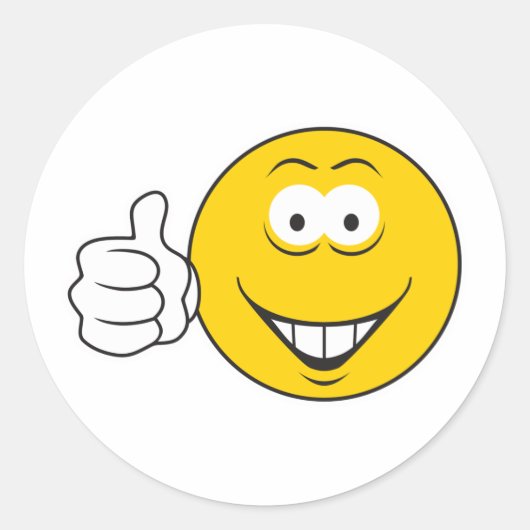 Duim Omhoog Gezicht Ronde Sticker (Voorkant)