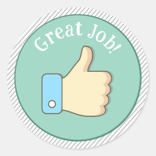 Duim Omhoog Goed Werk Ronde Sticker