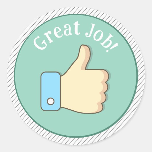 Duim Omhoog Goed Werk Ronde Sticker (Voorkant)