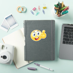 Duim Omhoog Smile Emoji Blij Geel Helder Gezicht Sticker