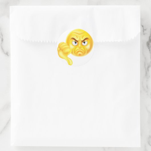 Duim omlaag Emoji Ronde Sticker (Tas)