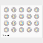Duim Omlaag Hand Paars Ronde Sticker (Vel)