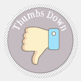 Duim Omlaag Hand Paars Ronde Sticker